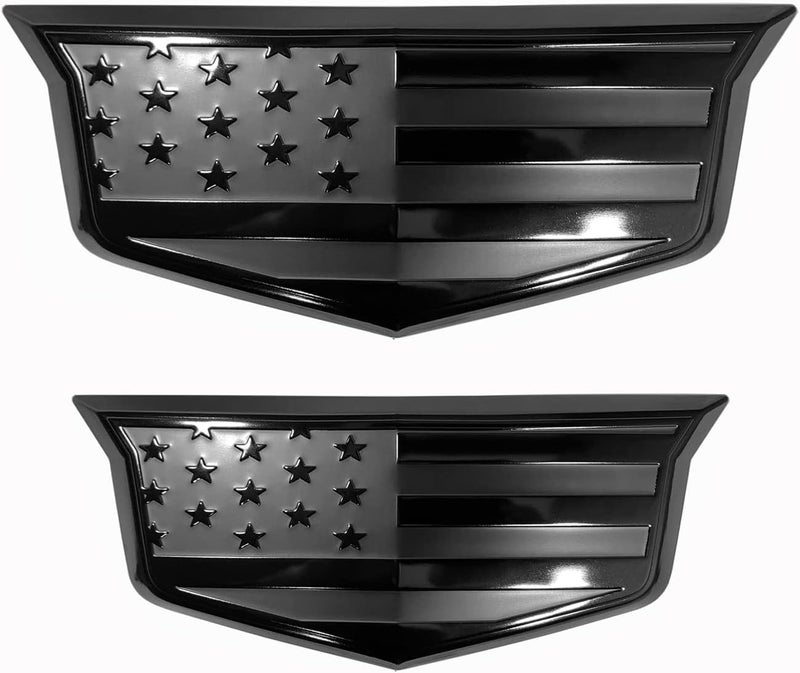 eVerHITCH American Black Flag Aluminum Overlay Grill Front Taigate Emblems Set for Escalade 2015-2020 - Image 1